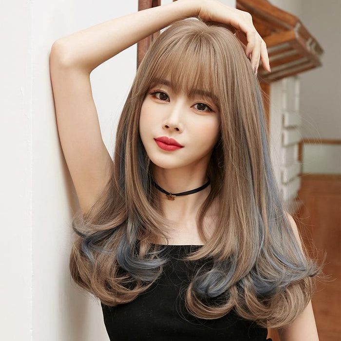 Comfortable Gradient Big Wave Women Wig Natural Shoulder Length Hair