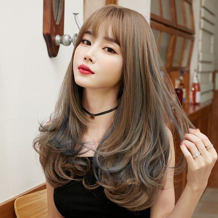 Comfortable Gradient Big Wave Women Wig Natural Shoulder Length Hair