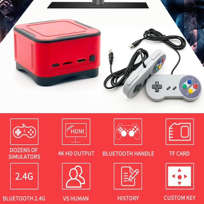 M12 Mini Cube Arcade Game Console Hd Tv Game Player Support Tf Card With Black & Red Controllers 16G