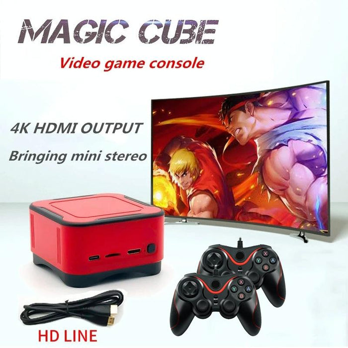 M12 Mini Cube Arcade Game Console Hd Tv Game Player Support Tf Card With Black & Red Controllers 64G