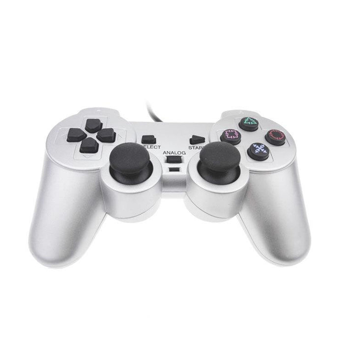 Wired Gamepad Dual Motor Vibration Silver Fuel Injection Gamepad Suitable For Ps2