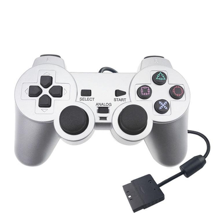 Wired Gamepad Dual Motor Vibration Silver Fuel Injection Gamepad Suitable For Ps2