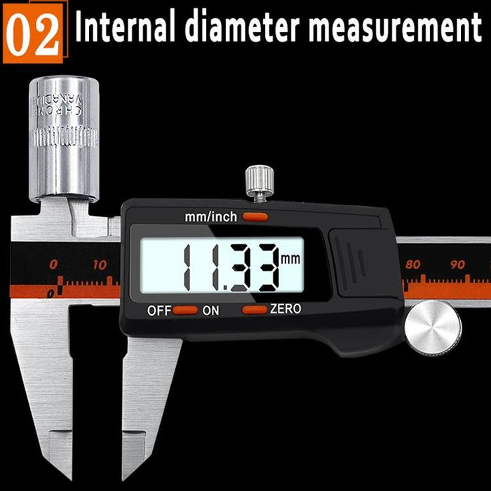 0-150mm Plastic Meter Stainless Steel Body Digital Display