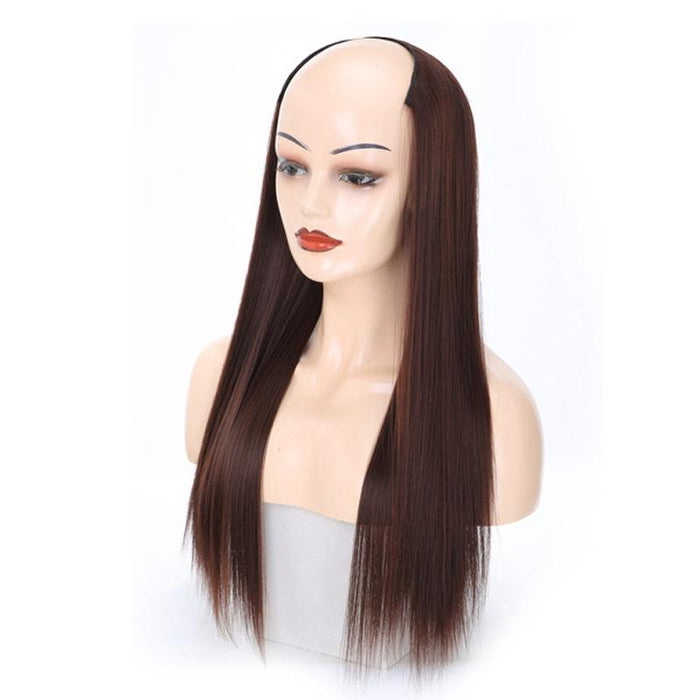 Long Straight U Shaped Half Wig Chestnut Colour