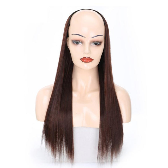 Long Straight U Shaped Half Wig Chestnut Colour