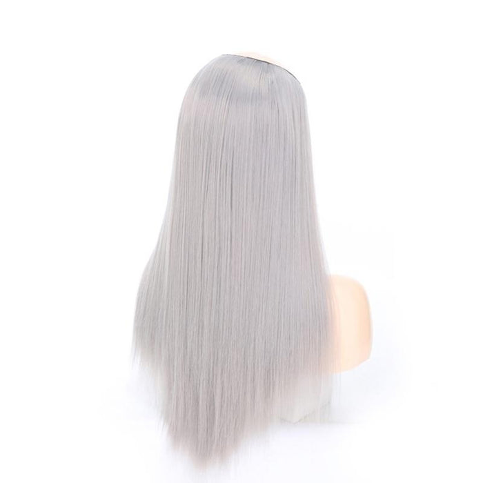 Long Straight U Shaped Half Wig Grandma Gray 14.Us 0906