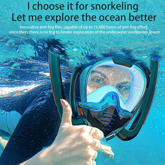 Full Dry Silicone Snorkel Mask for Adults - Double Tube