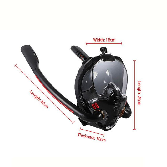 Full Dry Silicone Snorkel Mask for Adults - Double Tube