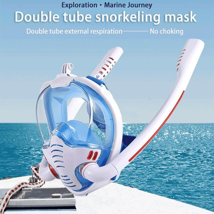 Full Dry Silicone Snorkel Mask for Adults - Double Tube