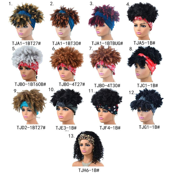 Small Curly Gradient Headscarf Wig Explosive Style