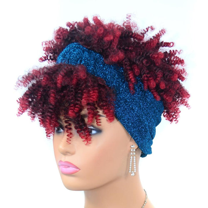 Small Curly Gradient Headscarf Wig Explosive Style