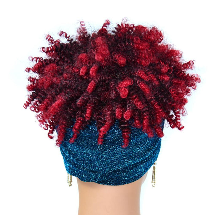 Small Curly Gradient Headscarf Wig Explosive Style