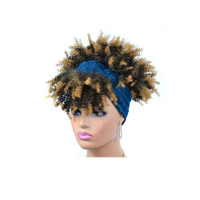 Small Curly Gradient Headscarf Wig Explosive Style