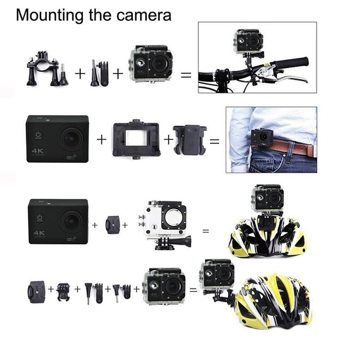 Wifi Waterproof Action Camera Cycling 4K Camera Ultra Diving 60Pfs Camera Helmet Bicycle Cam Underwater Sports 1080P Camera