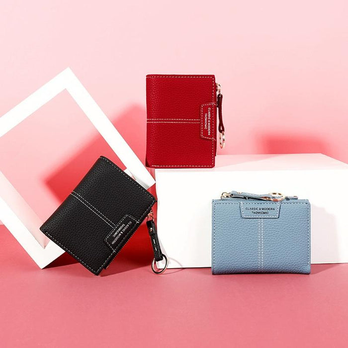 928666 Multi-Card Keychain Coin Purse Short Ladies Wallet