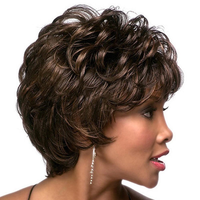 Short Curly Hair Wig Oblique Bangs