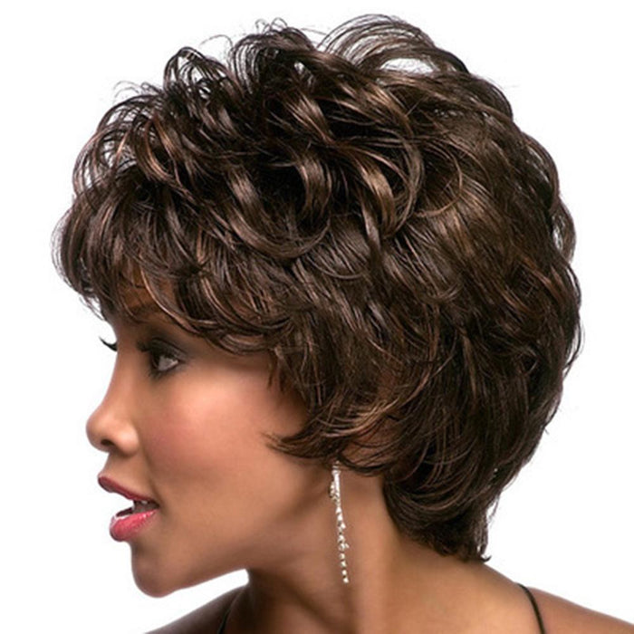 Short Curly Hair Wig Oblique Bangs