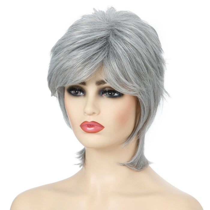 Fluffy Silver Short Hair Wigs Set