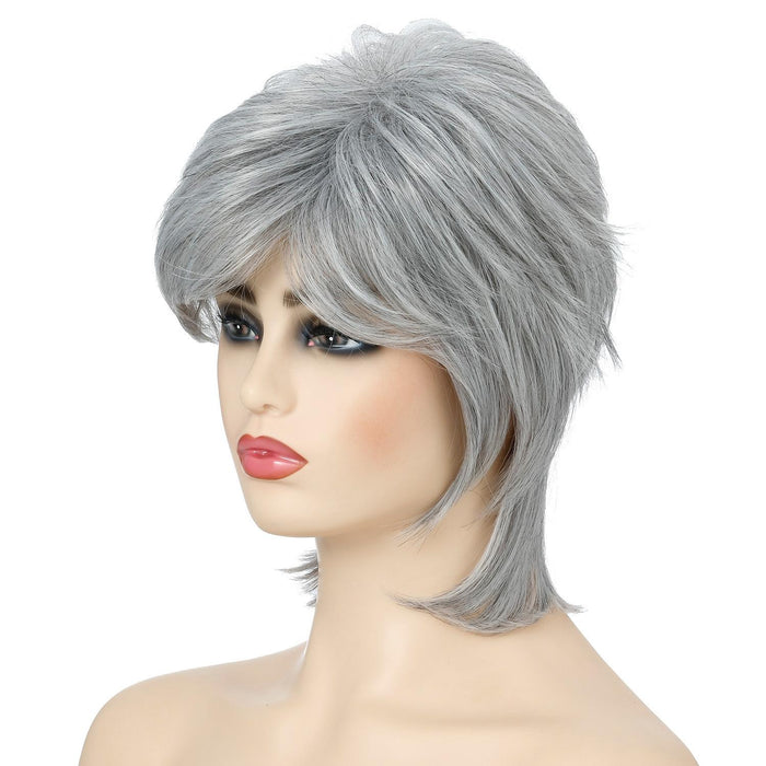 Fluffy Silver Short Hair Wigs Set