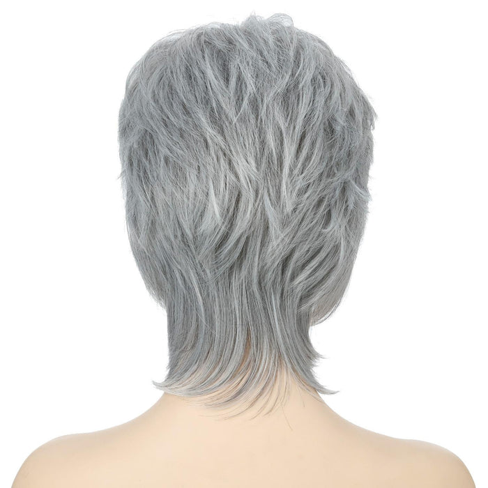 Fluffy Silver Short Hair Wigs Set