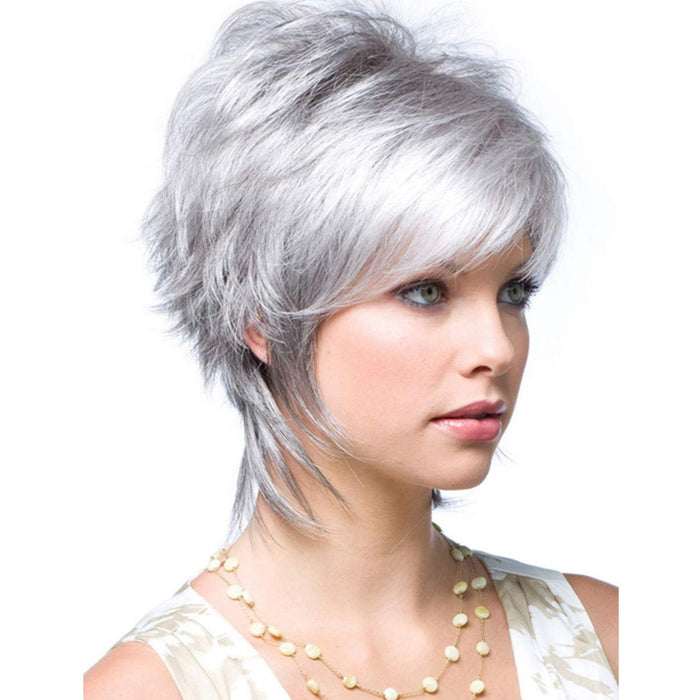 Fluffy Silver Short Hair Wigs Set