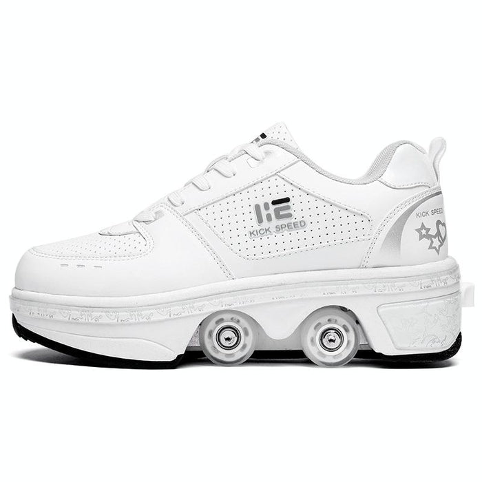 Two-Purpose Deformation Double Row Rune Roller Skating Shoes - Size 34