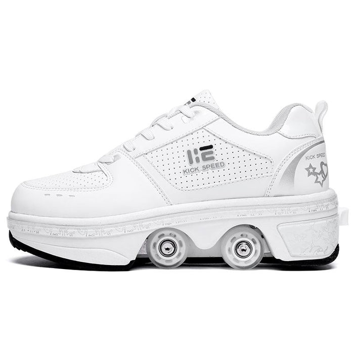 Two-Purpose Deformation Double Row Rune Roller Skating Shoes - Size 36