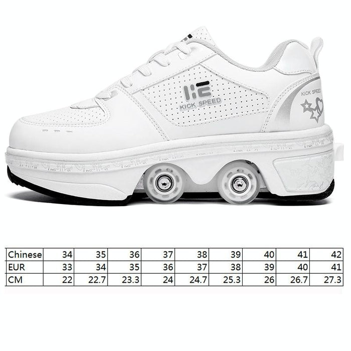 Two-Purpose Deformation Double Row Rune Roller Skating Shoes - Size 39