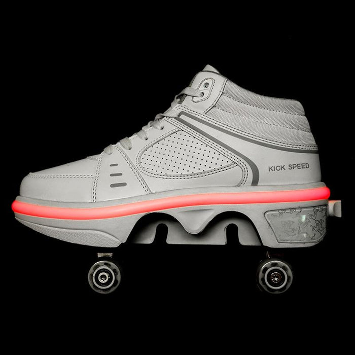 Two-Purpose Deformation Double Row Rune Roller Skating Shoes - Size 41