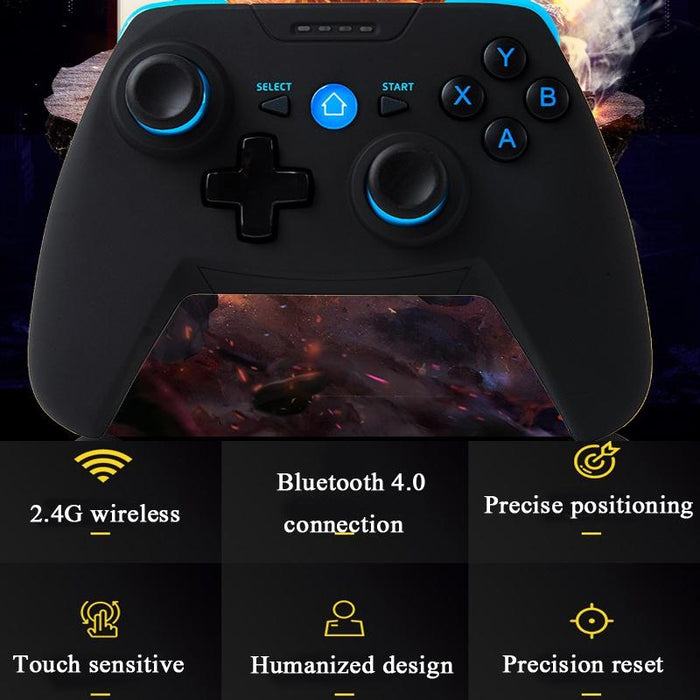 Cx-X1 2.4Ghz & Bluetooth 4.0 Wireless Game Controller Handle For Android / Ios / Pc / Ps3 Handle & Bracket Blue