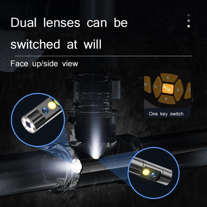 Industrial Dual-Lens Endoscope Hd Handheld Screen Pipe Car Inspection Tool Specification Line Length 10M