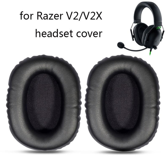 2 Pcs Headset Sponge Cover For Razer V2 - Black Skin Black Net