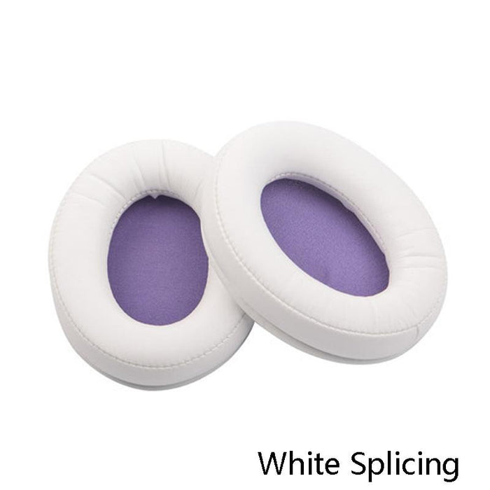 2 Pcs Headset Sponge Cover Ear Pad Leather Case For Kingston Cloud Silver Ii - White Splicing