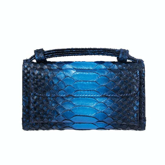 Snake Texture Print Clutch Long Crossbody Bag With Chain