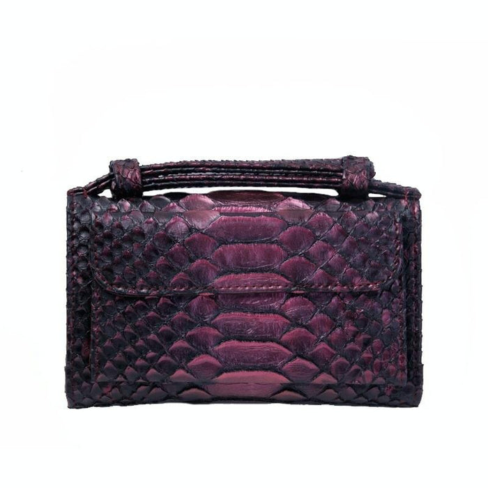 Snake Texture Print Clutch Long Crossbody Bag With Chain