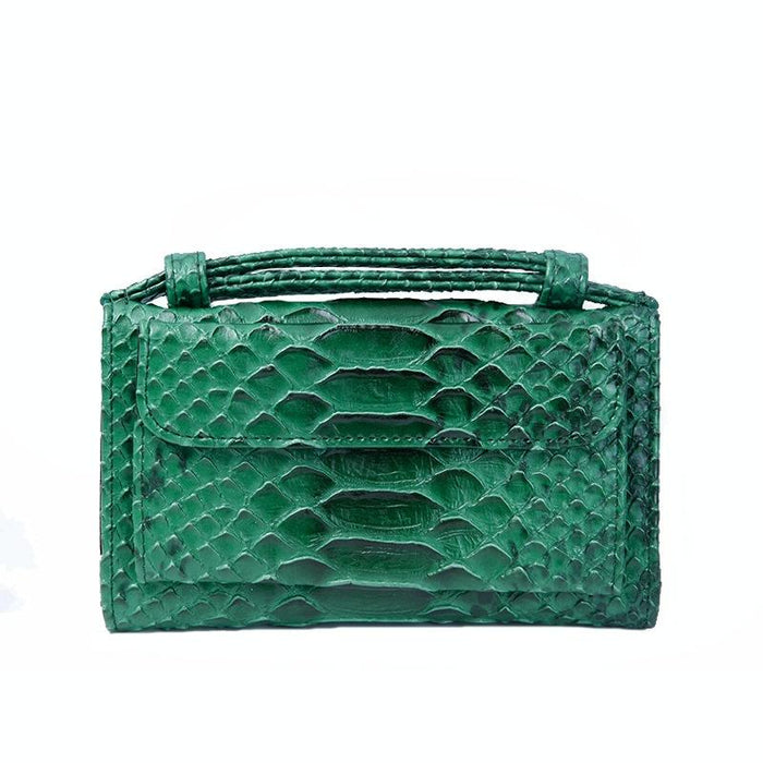 Snake Texture Print Clutch Long Crossbody Bag With Chain