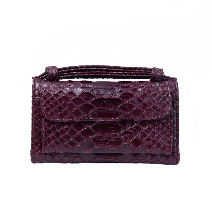 Snake Texture Print Clutch Long Crossbody Bag With Chain