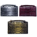 Snake Texture Print Clutch Long Crossbody Bag With Chain