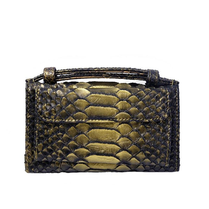 Snake Texture Print Clutch Long Crossbody Bag With Chain