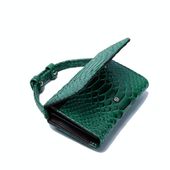 Snake Texture Print Clutch Long Crossbody Bag With Chain