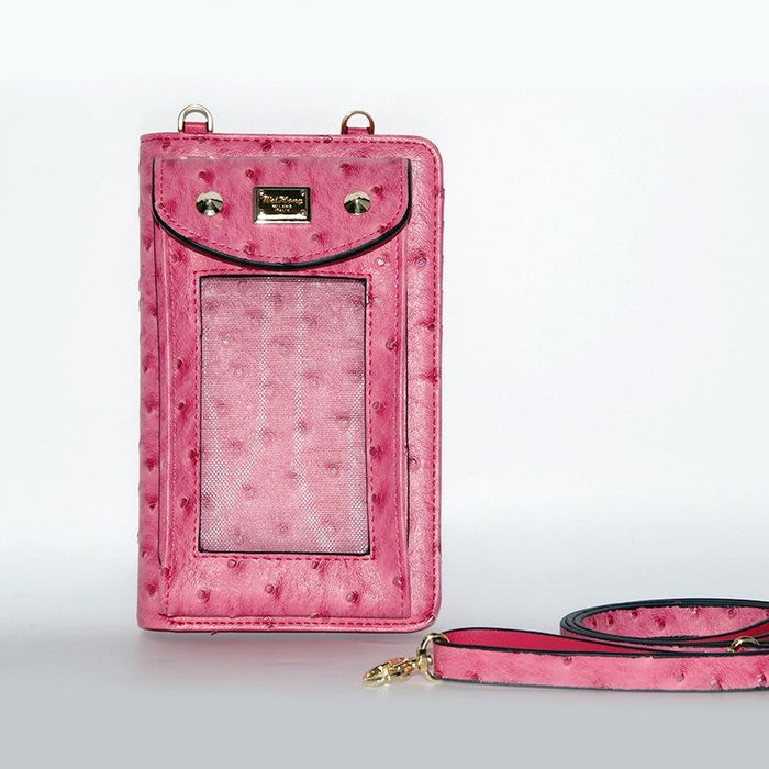 Multifunctional Touch Screen Hanging Neck Ostrich Pattern Mobile Phone Bag Women One-Shoulder Messenger Mini Coin Purse
