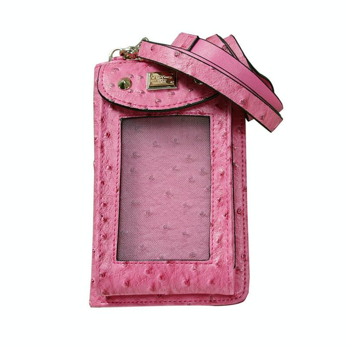 Multifunctional Touch Screen Hanging Neck Ostrich Pattern Mobile Phone Bag Women One-Shoulder Messenger Mini Coin Purse