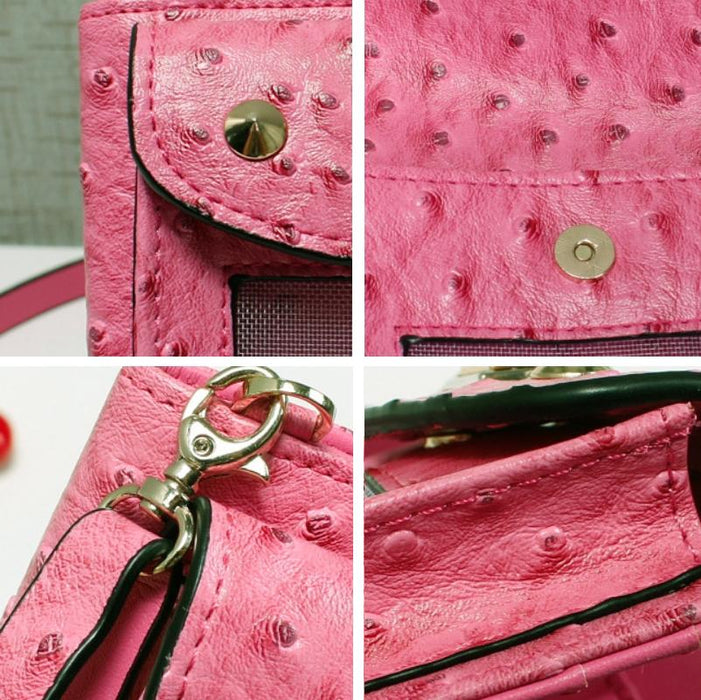 Multifunctional Touch Screen Hanging Neck Ostrich Pattern Mobile Phone Bag Women One-Shoulder Messenger Mini Coin Purse