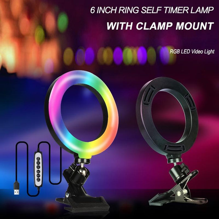 8W 6 Inch Rgb Ring Light Colourful Live Cl Fill Light Desktop Computer Video Conference Beauty Lamp