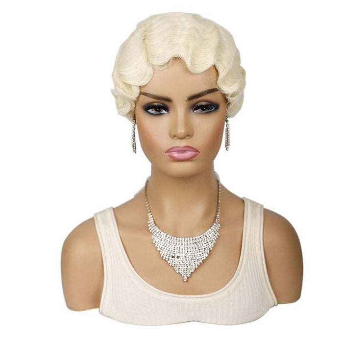 Retro Water Wave Curly Wig For Short Hair