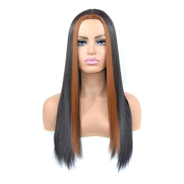 Medium Haircut Bleaching Dyeing Straight Wig For Women