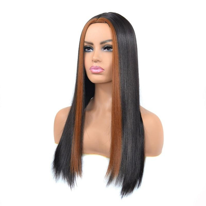 Medium Haircut Bleaching Dyeing Straight Wig For Women