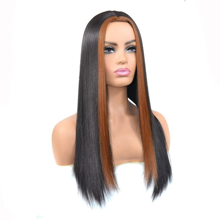 Medium Haircut Bleaching Dyeing Straight Wig For Women