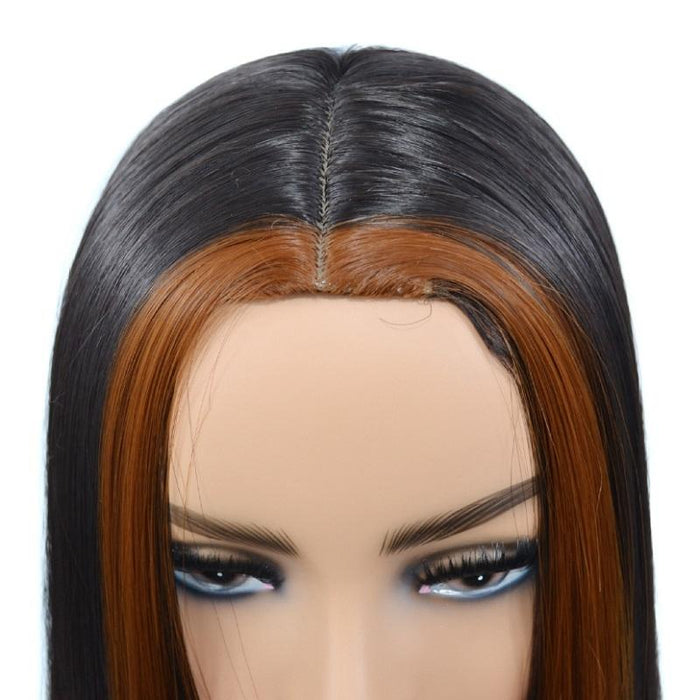 Medium Haircut Bleaching Dyeing Straight Wig For Women