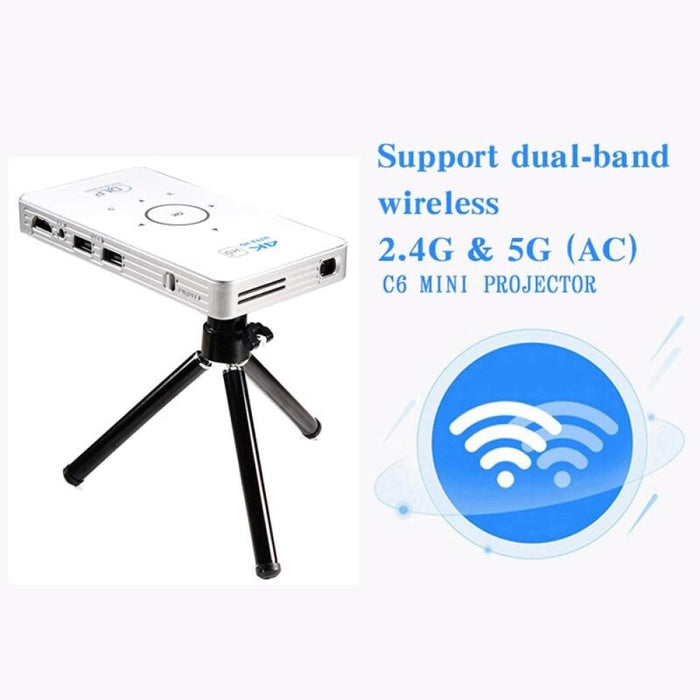 C6 1G + 8G Android System Intelligent Dlp Hd Mini Projector Portable Home Mobile Phone Projector Black